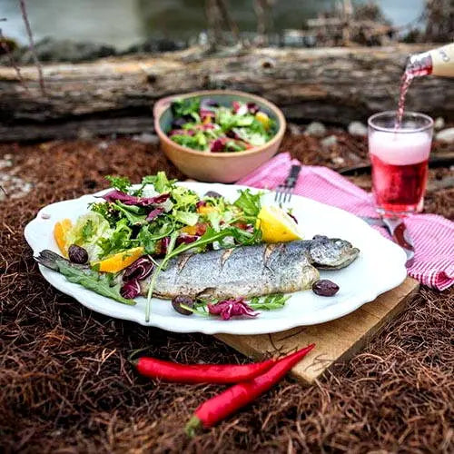 Gegrillte forelle mit leichtem sommersalat - Campingaz & Coleman