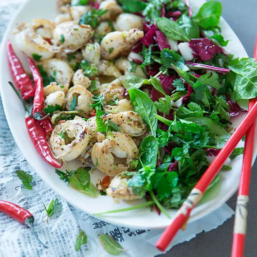 Tintenfische an kräutersalat - Campingaz & Coleman