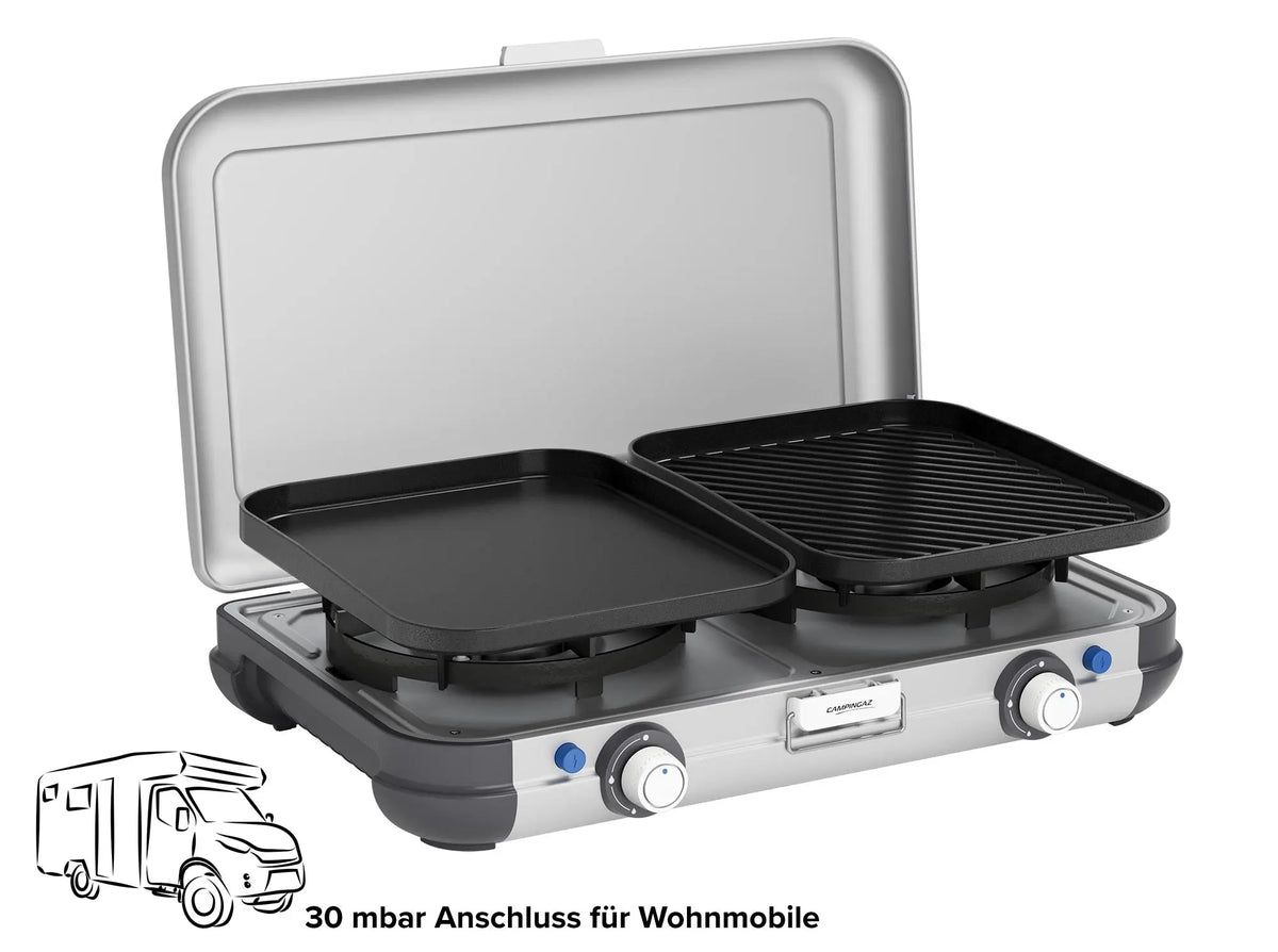 Camping Kitchen 2 Grill & Go Caravan | 30 mbar speziell für Wohnmobile  Gaskocher Campingaz & Coleman
