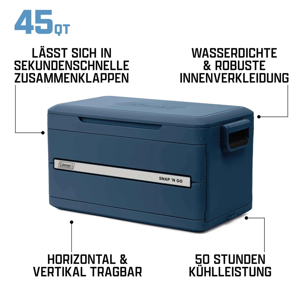 Coleman Snap ‘N Go 45QT | 42 Liter faltbare Kühlbox | 2 Tage Kühlung  Kühlbox Campingaz & Coleman
