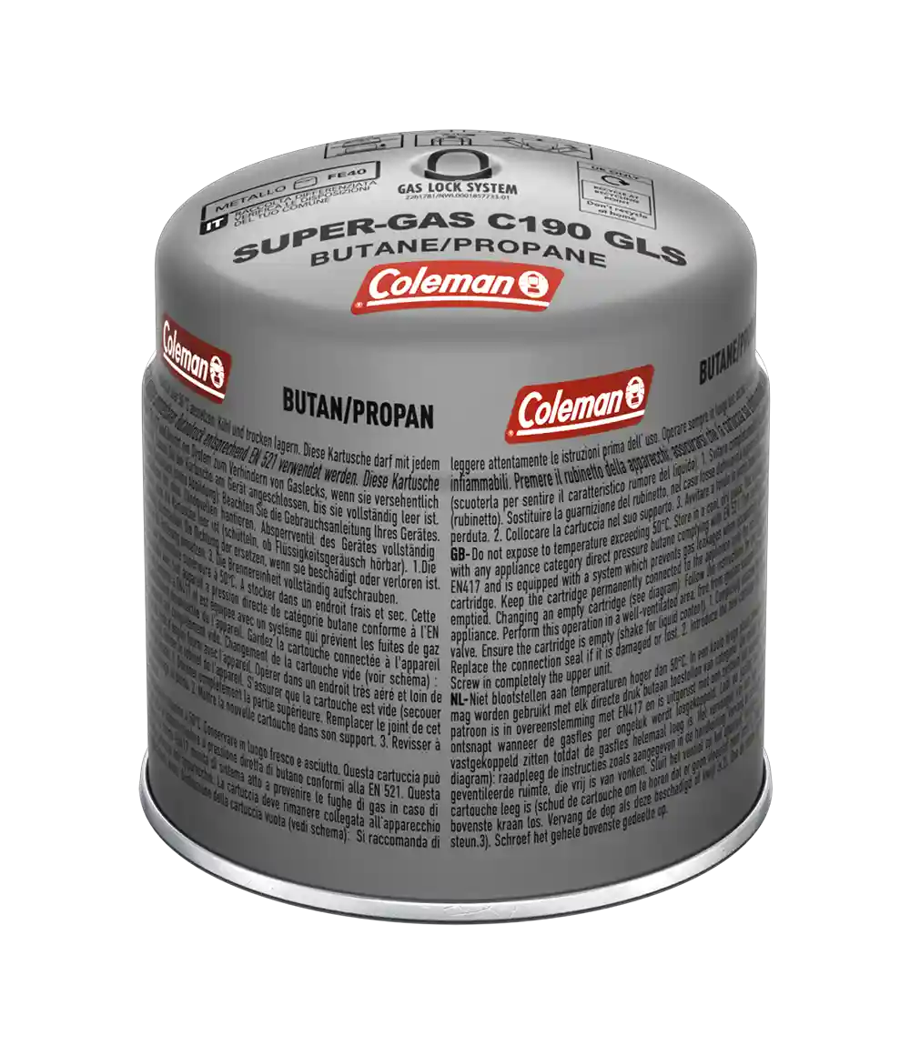 Coleman C190 GLS Stechkartusche | 190g Butan-Propan | mit Gas Lock System  Gaskartusche Campingaz & Coleman